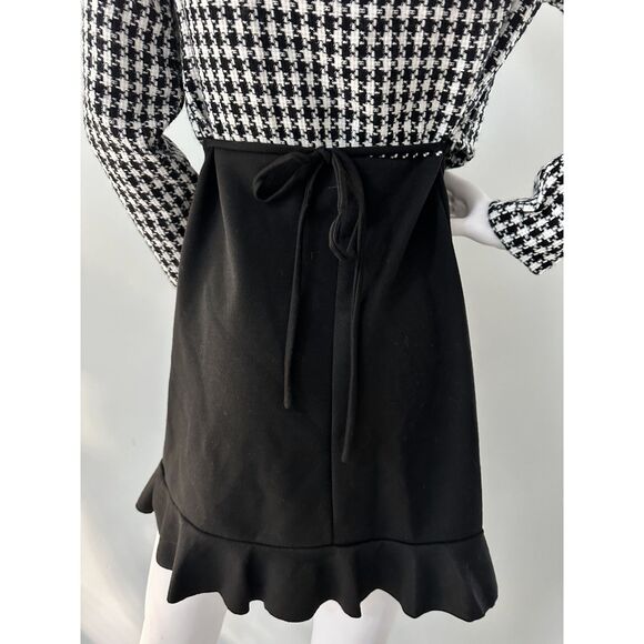 Vintage IZ Byer Black Long Sleeve Mini Dress with Houndstooth Shrug size Small - Picture 5 of 10